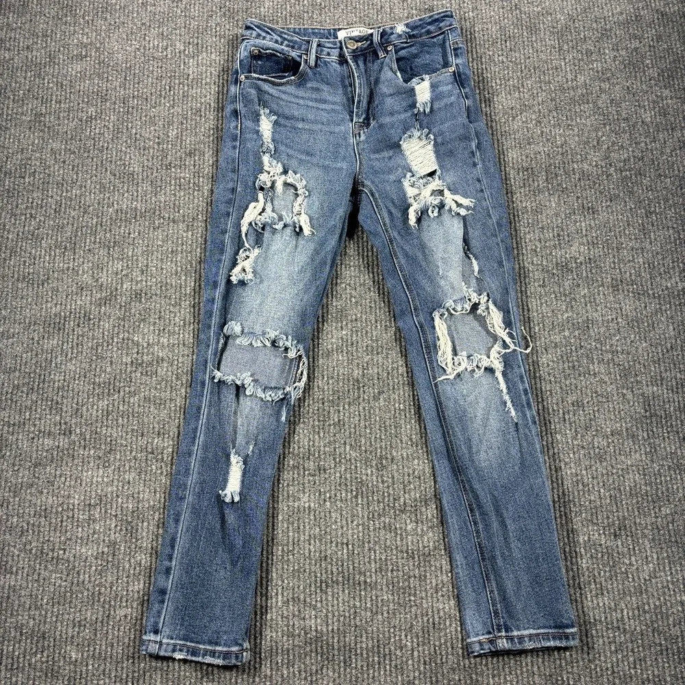 Vintage Almost‎ Famous Distressed Skinny Fit Jeans Women 3 Blue Stretch Comfort